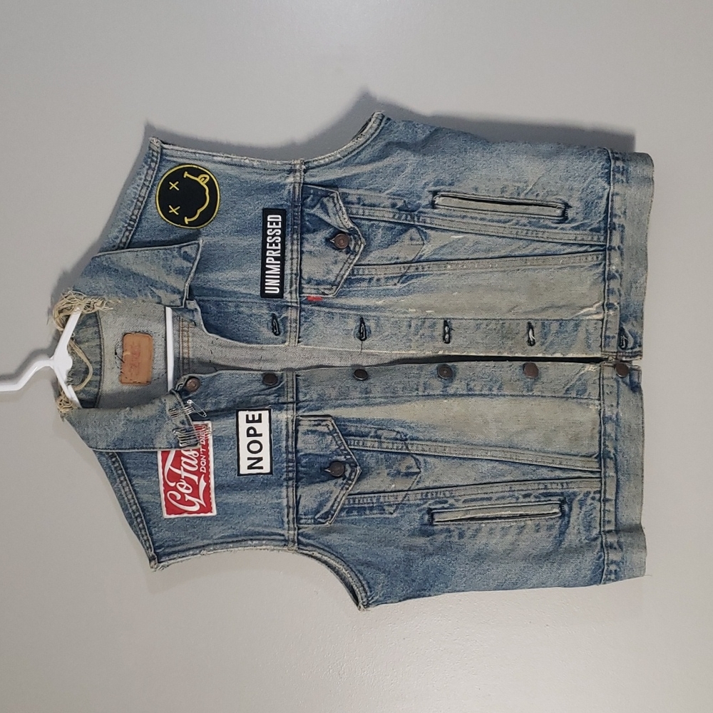 Levi's Customized, Distressed Denim Vest, Men's L